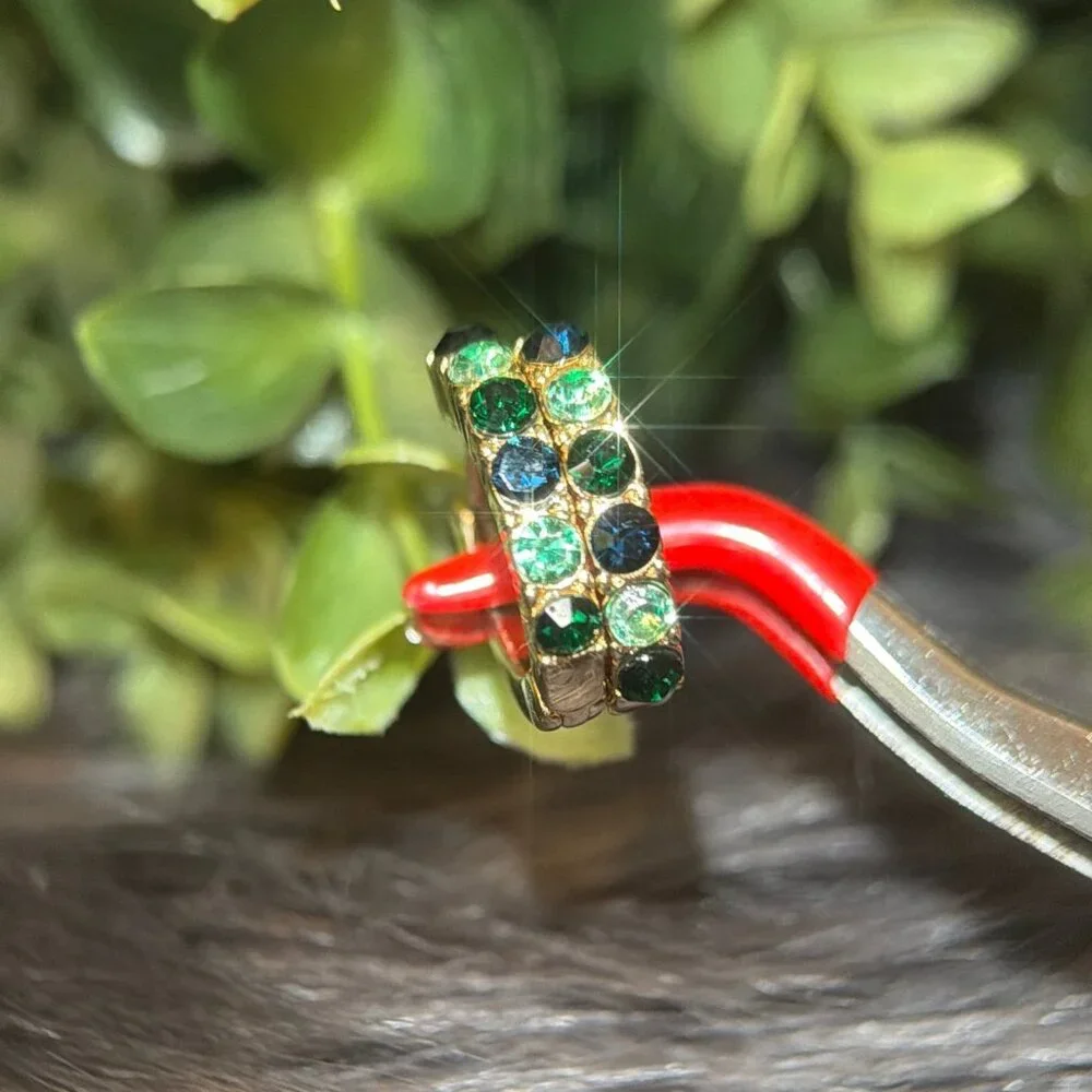 Green/Blue Stones Hoops‎ Earrings